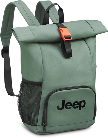 Jeep JS016D Rolltop Travel Backpack, Grey, 17" Laptop