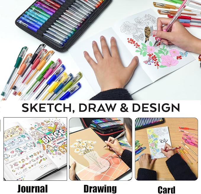 80 Pack Blue Drawing Pen Set,20 Color Double Tip Brush Pens 20 Color Gel Pens with 40 Refills for Adult Book Drawing Art Craft Kit