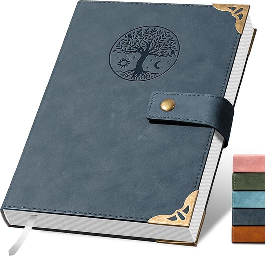 Tree of Life Journal for Women Journals for Writing 260 Lined Pages Hardcover Leather Journal Notebooks for Men, 5.7”x8.3”, Blue