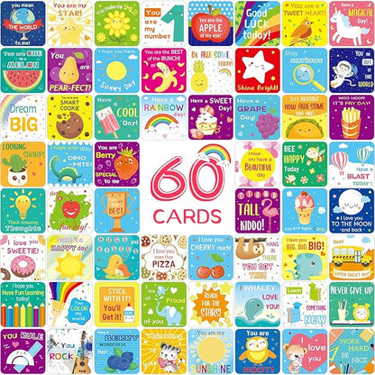 Fancy Land 60 Lunch Box Notes for Kids Cute Motivational and Inspirational Thinking of You Cards for Boy’s and Girl’s Lunchbox