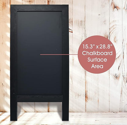 Better Office Products Magnetic A-Frame Chalkboard Sign, Extra Large 20" x 40", Standing Chalkboard Easel, Deluxe Set with Multiple Accessories, Outdoor Sidewalk Sandwich Board Sign,(Black)