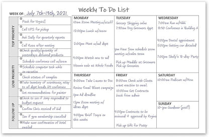 Weekly TO DO List Notepads (2 Pack, 50 Pages Each) Task Pad Planner w/Daily Checklist, Priority ToDo & Note Sections. Desk Notebook Pad to Organize Office. 8.5 X 5.5, A5 Sheets. Made in the USA.