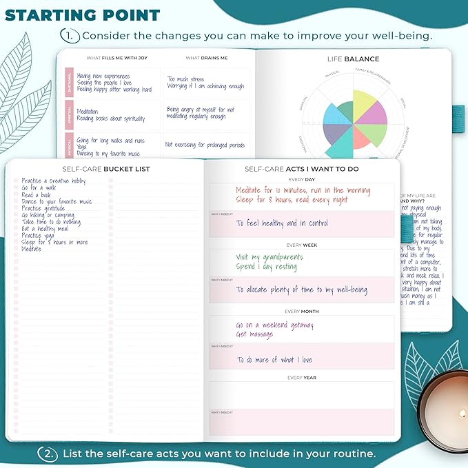 Clever Fox Self-Care Journal – Wellness & Daily Reflection Notebook – Mental Health & Personal Development Journal – Self-Care, Meditation & Mood Journal for Women & Men – Large (Aquamarine)