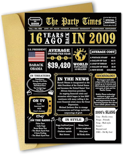 Jumbo 16th Birthday Card, Funny Gifts for 16 Year Old Girls Boys, Happy 16th Birthday Gifts Ideas for Girl Boy, Unique 16 Birthday Decorations for Daughter Son