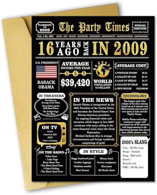 Jumbo 16th Birthday Card, Funny Gifts for 16 Year Old Girls Boys, Happy 16th Birthday Gifts Ideas for Girl Boy, Unique 16 Birthday Decorations for Daughter Son