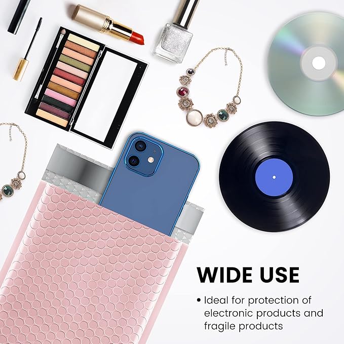 Fuxury Bubble Mailer, 6x10 Inch Bubble Mailers 50 Pack, Self-Seal Adhesive Padded Envelopes, Water Resistant Mailers, Shipping Envelopes for Packaging, Small Business, Mailing,Bulk Light Pink #0