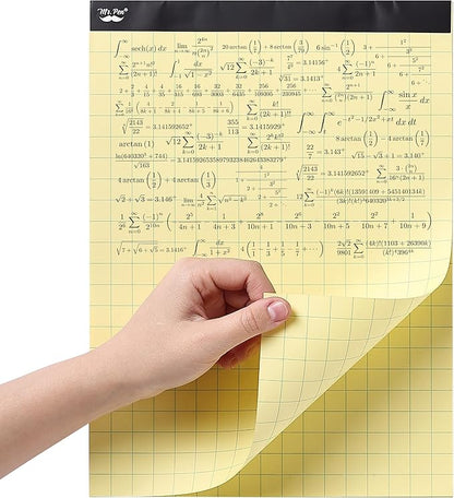 Mr. Pen- Graph Paper, 2x2 (2 Squares per inch), 8.5"x11", 55 Sheets, Yellow, Grid Paper, Graphing Paper, Math Graph Paper Pad, Grid Paper Pad, 1/2 Inch Graph Paper, Square Paper, Math Paper