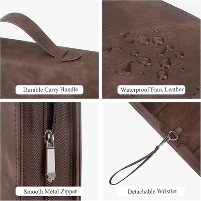 Bible Covers for Women & Men, Leather Bible Case with Rose Bookmark, Bible Supplies Carrying Bag Tote with Strap, Personalized Book Organizer for Study Journaling Bible-Dark Brown