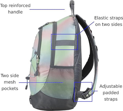 FUEL Hiking Backpack for Women Men Terra Sport, Travel, College, Gym, Work with Laptop Sleeve, Bungee, 18 Inches, Pastel Ombre