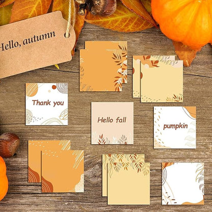 16 Pieces Fall Sticky Notes Fall Boho Style Design Self-Adhesive Note Pads Sticky Memo Notes for School Office Home Supplies Students Teachers Present