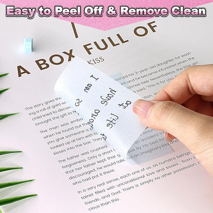 SYMDROMIA Transparent Sticky Notes 12 Pack, Frosted Glitter Colored 3x3 Inch, High Transparency Glass-Like Adhesive Clear Seee Through Sticky Notes for Women Office School Supplies 600 Sheets