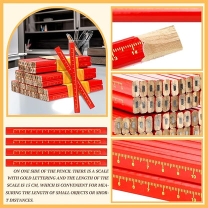 60-Piece Set of Octagonal Hard Black Carpenter Pencils, Ideal for Woodworking Marking and Construction Plan Marking