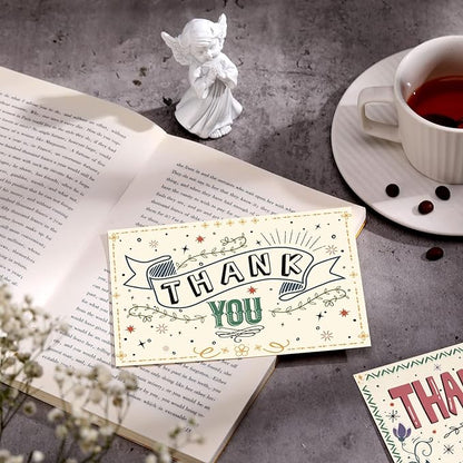 Junkin 80 Pack Thank You Postcards Thanks Blank Note Postcards Retro Appreciation Postcards Assorted Cards for Employee Teacher Adults Team Volunteers, 4 x 6 Inch