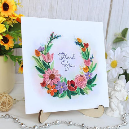 KingKraft Thank You Card, 3D Colorful Greeting Card, Gratitude Artful Floral Quilling Card for Mom, Sister, Friend, Teacher with Envelope Blank Inside