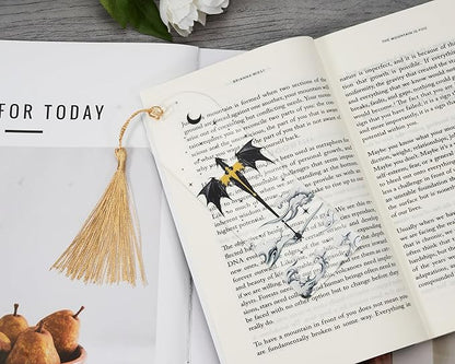 TwoDays 4th Wing Inspired Bookmarks, Fantasy Dragon Acrylic Bookmarks for Bookish Gifts, Cool Romantasy Book Merch for Book Lovers (6"x2", Set of 2)