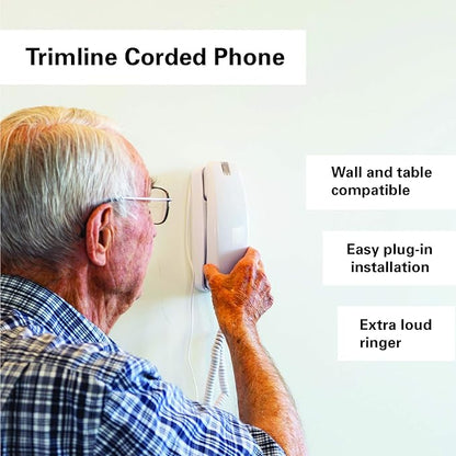 iSoHo Phones -Hearing Device-Friendly Phone –Gentle on Aching Hands, Easy-to-Press Buttons, Wall-Mountable, Custom Ringtone/Volume, Adjustable Ringer & Call Waiting with Lighted Keypad, Choctaw White