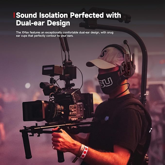 SYNCO XTalk XMax5 Dual-Ear Design Wireless Intercom Headset System Support 2.4GHz 9-Person Team Communication,Dual-mic AI Noise Cancellation,500M/1640FT Real-time Monitoring