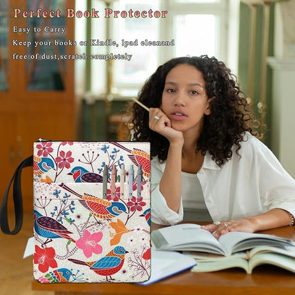 DSIUE Book Sleeve Book Lover Gifts Book Protector with Zipper, Book Covers for Paperbacks, Book Pouch with Pockets, Book Accessories,11.4 X 9 Inch