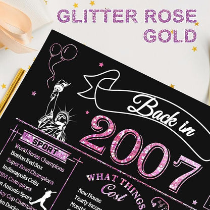 18th Birthday Card for Girls Her, Jumbo 3D Pop Up Sweet 18th Birthday Gifts Cards, Back In 2007 Happy 18 Year Old Birthday Decorations Cards Card for Daughter Granddaughter, Rose Gold