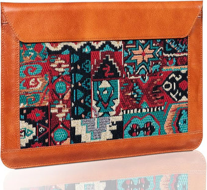 16 Inch Laptop Sleeve MacBook Pro/Max M4 M3 M2 M1 Laptop Case,Leather Laptop Cover for MacBook Air 15 M3 M2,Mac Travel Protective Case for 15-16 inch Notebook,Brown