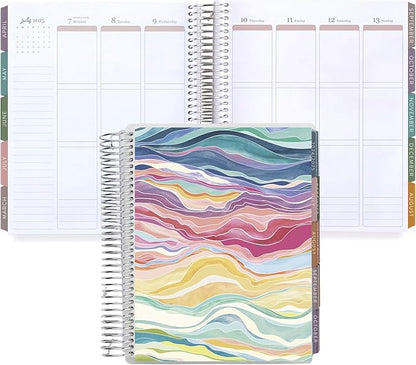 Erin Condren 12-Month Spiral Life Planner (Jan 2025 - Dec 2025) | 7x9 Weekly Planner with Monthly Calendars | Layers Colorful Covers, Bold Blooms Interior, Vertical Layout, Platinum Coil
