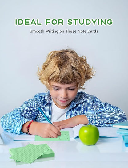 Green Index Cards 3x5 Ruled Note Cards, 200 PCS Lined Index Cards Flashcards, 180 GSM Heavyweight Notecards 3x5 Lined Flash Cards for Studying School Notes Taking, 3 x 5 Index Card Ruled Study Cards