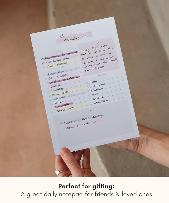 Daily To Do List Notepad – Daily Planner Undated, Daily Work Planner and Productivity Planner – 50-Pg To Do List Notebook for Work, Daily To Do Planner Pad – 8.3”x 5.8” Daily Planner Notepad