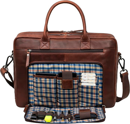 Marc Peter Hamilton Real Leather Business Bag for Men and Women | 15.6 inch Laptop Bag | Shoulder Bag for Men