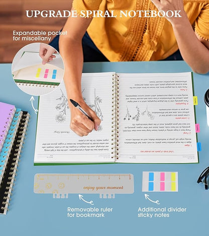 Spiral Notebook Journal 8.5” x 11”, A4 Large Notebooks for Women Men, College Ruled Lined Journal, 100 GSM Paper, Hardcover Spiral Bound Journals for Work School Writing Note Taking Business, Green