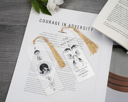 TwoDays Fantasy Acrylic Bookmarks, to The Star Who Listen Inspired Romantasy Gifts for Bookish, City of Starlight and Batboys Merch for Book Lovers Booktok. (6"x2", Set of 2)