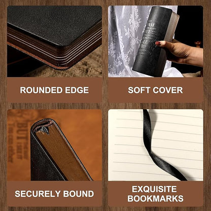 Leather Journal for Men Soft Cover 256 Pages Lined Journals for Writing A5 Lion Journaling Notebooks Vintage Inspirational Diary, 5.7" x 8.3", Black