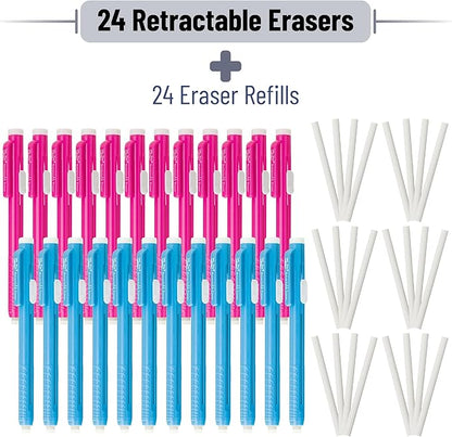 Mr. Pen- Retractable Mechanical Eraser Pen, Pack of 24, Blue & Pink Barrels with White Erasers, Pencil Eraser for Pencils, Retractable Eraser Pen, Eraser for Artists, Eraser for Pens
