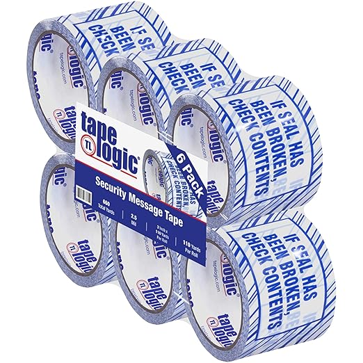 Aviditi Tape Logic, "If Seal Has Been" Printed Security Packing Tape, 3 Inch x 110 Yards, 2.5 Mil Thick, for Identification of Tampered Packages (6 Rolls)