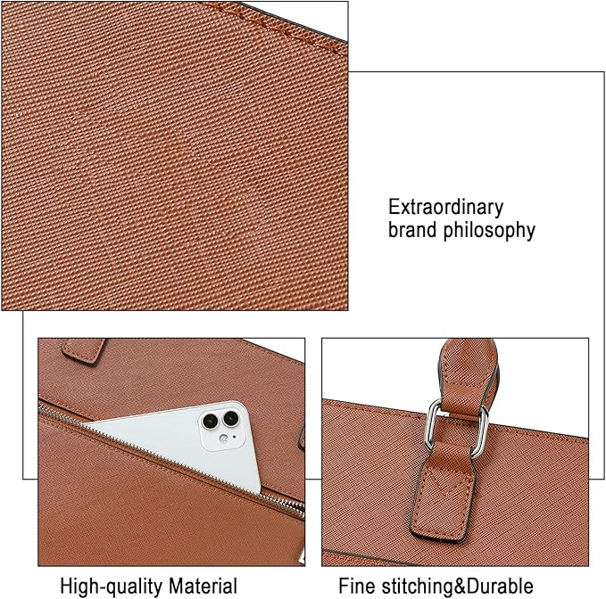 Telena Laptop Tote Bag for Women, 15.6 Inch Shoulder Tote Bag Leather Briefcase for Women, Large Capacity Handbag Bags