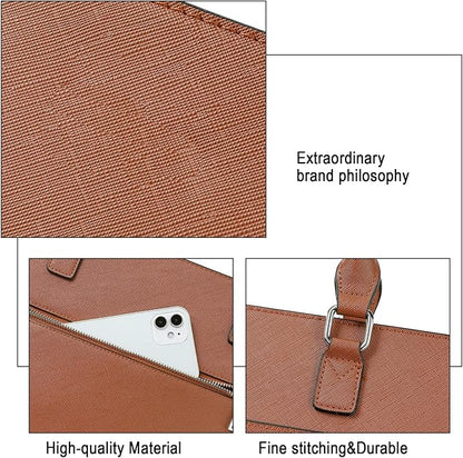 Telena Laptop Tote Bag for Women, 15.6 Inch Shoulder Tote Bag Leather Briefcase for Women, Large Capacity Handbag Bags