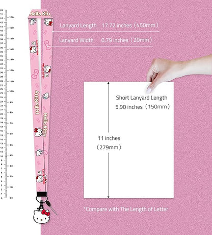 Cute Kawaii Anime Lanyard for Women - Pink ID Badge Holder Keychain