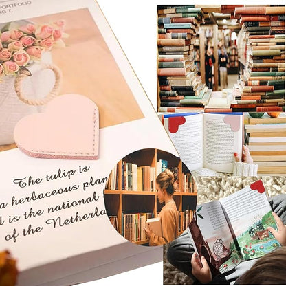 Heart Bookmarks Gifts for Women-Cute Corner Page Leather Bookmark for Book Lovers Gift for Teachers Students Book Reading Lovers, for School Office Home Supplies Reading(Stocking Stuffers Gifts)