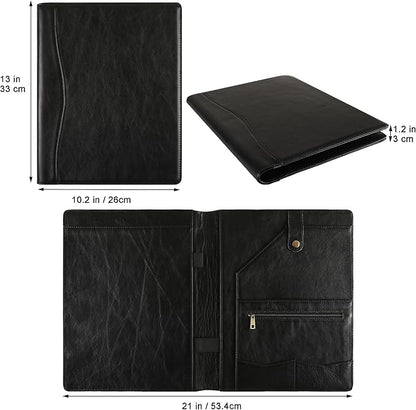 Personalized Leather Portfolio for Lefty, Engraved Leather Notepad Portfolio Binder, Custom Leather Legal Pad Padfolio, Christmas Gift for His/Her (Notepad, Black-Custom)