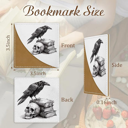 Crows Corner Bookmarks, Cute Leather Book Accessories for Book Lovers, 3 Pcs Reading Book Page Markers for Women Men Student Teacher Retirement Birthday Gifts