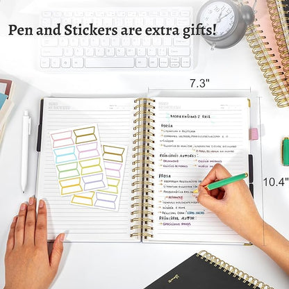 Yoment Hardcover Spiral Notebooks for Work with Pen Leather 5 Subject Notebook College Ruled with Dividers 360 Pages B5 Journals for Women Men Writing, Pink