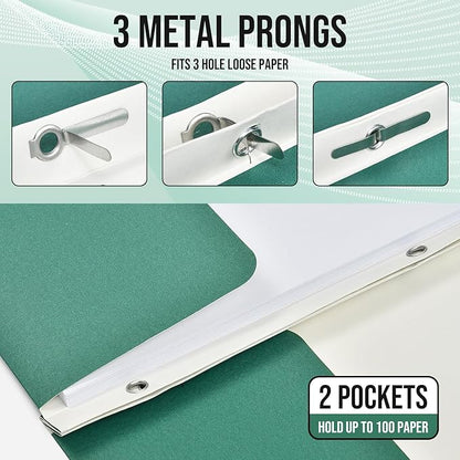 Folders with Pockets, IntoJoy 100 Pack Two Pocket Folders Business Card Holder Folders with Prongs for School Office Filing Cabinet Resume Portfolio (Colored)