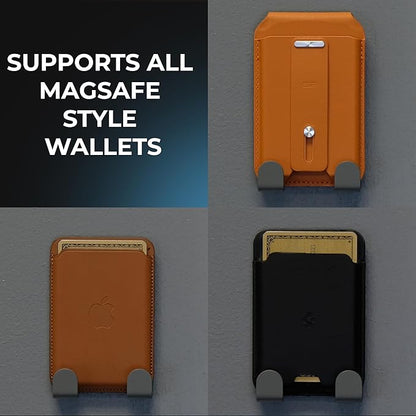 Apple Wallet Wall Mount - Wallet and Key Magnetic Steel Mounting Bracket Phone Wall Holder for Iphone and Mag Safe Accessory
