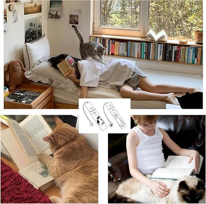 Cat Gifts for Women Men Funny Bookmarks Bulk Cat Bookmarks for Book Lovers Cat Lover Club Cute Metal Book Mark Set Birthday Gifts for Reader Coworker Friends Adults Cat Owner Lover Reading Accessories