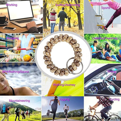 BIHRTC Pack of 6 Keychain Bracelet key Holder Wristlet Wrist Key Chain Spring Wristband Flexible Spiral Wrist Coil Spring Key Chain Stretchable Spiral Key Rings for Gym Pool ID Badge Sports