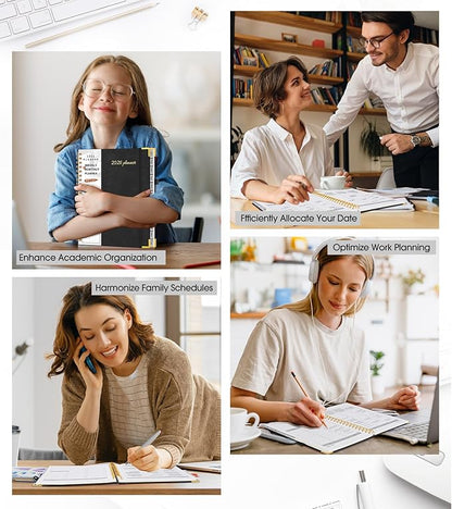 2026 Planner, Weekly and Monthly Calendar Planner from January 2026 - December 2026, 8.5" x 11" Hardcover Leather Hourly Appointment Book with Tabs, Spiral Daily Planners for College School Work Home, Black