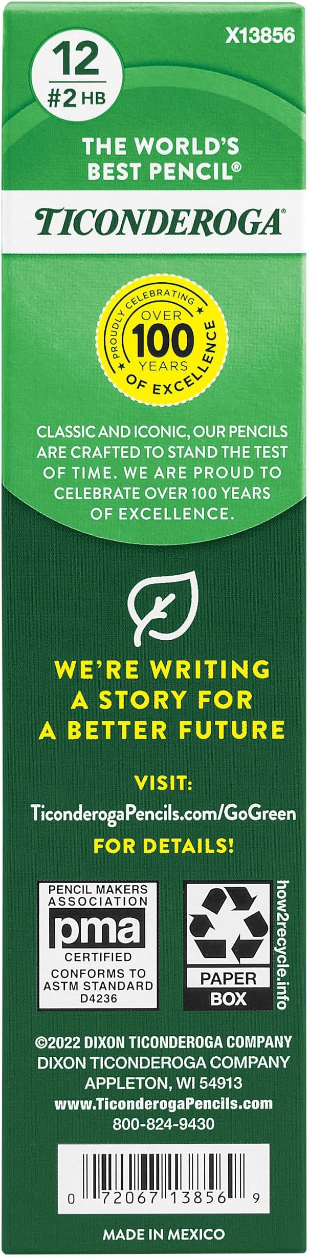 Ticonderoga Tri-Write Wood-Cased Pencils, 2HB Soft, Yellow, 12 Count