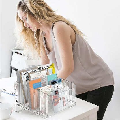 File Sorter Organizer, 5 Sections Acrylic Letter Tray for Desk, Mail Organizer Letter Holder for Envelopes, Mail, Electronics (2 PCS)