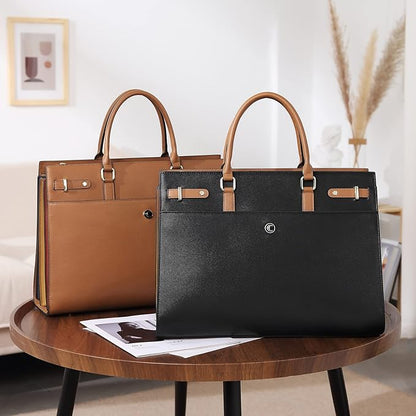 CLUCI Briefcase for Women Leather Laptop 15.6 Inch Business Ladies Work Computer Tote Bags