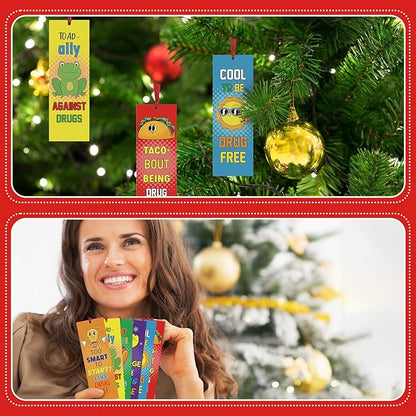 60 Pcs Red Ribbon Week Bookmark Drug Free Bookmarks Red Ribbon Awareness Bookmark Toad Ally Against Drugs Exchange Gifts for Kids Adult School Classroom Prizes Party Favors