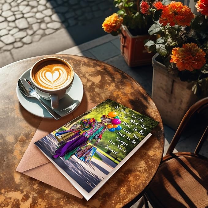 Funny Birthday Card for Old Women, 60th-90th Birthday Greeting Card, Modern Style, 5x7 inches, Blank Inside, Envelope Included